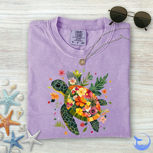 Floral Turtle Comfort Colors T-Shirt