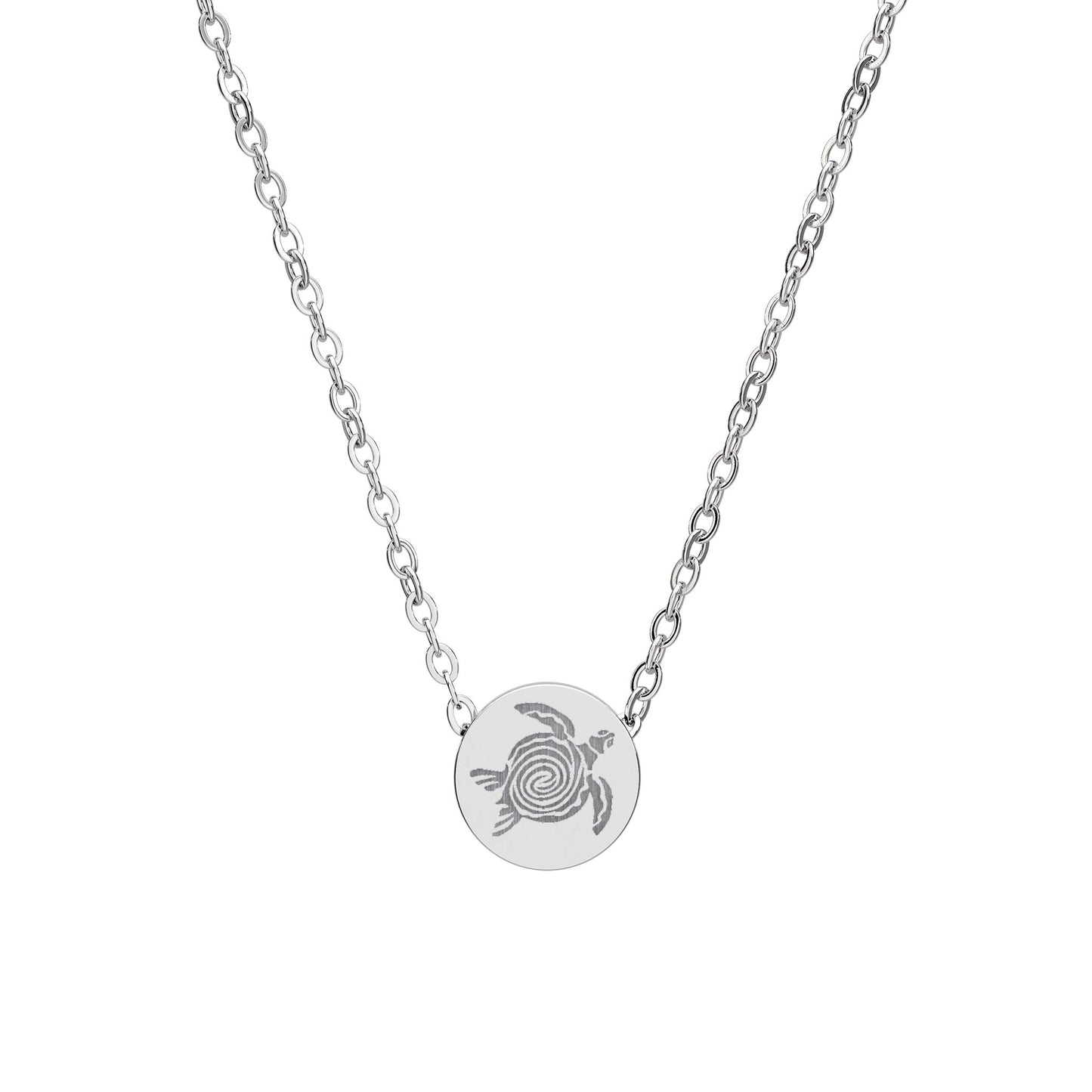 Turtle Mini Engraved Circle Necklace