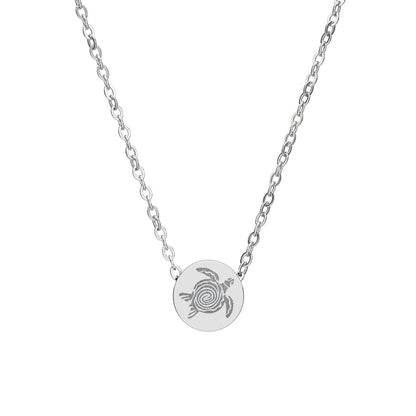 Turtle Mini Engraved Circle Necklace
