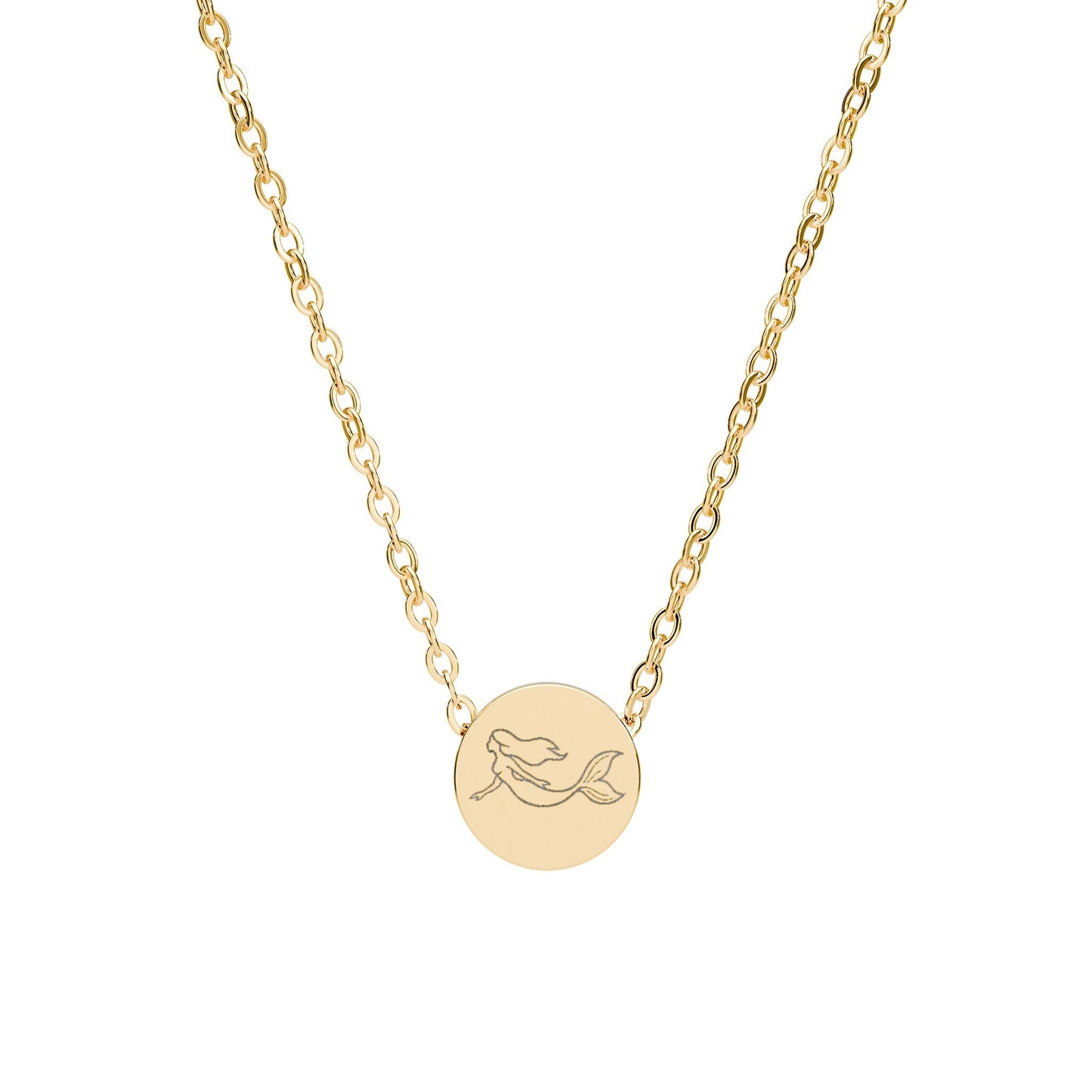 Mermaid Mini Engraved Circle Necklace