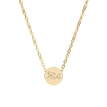 Mermaid Mini Engraved Circle Necklace