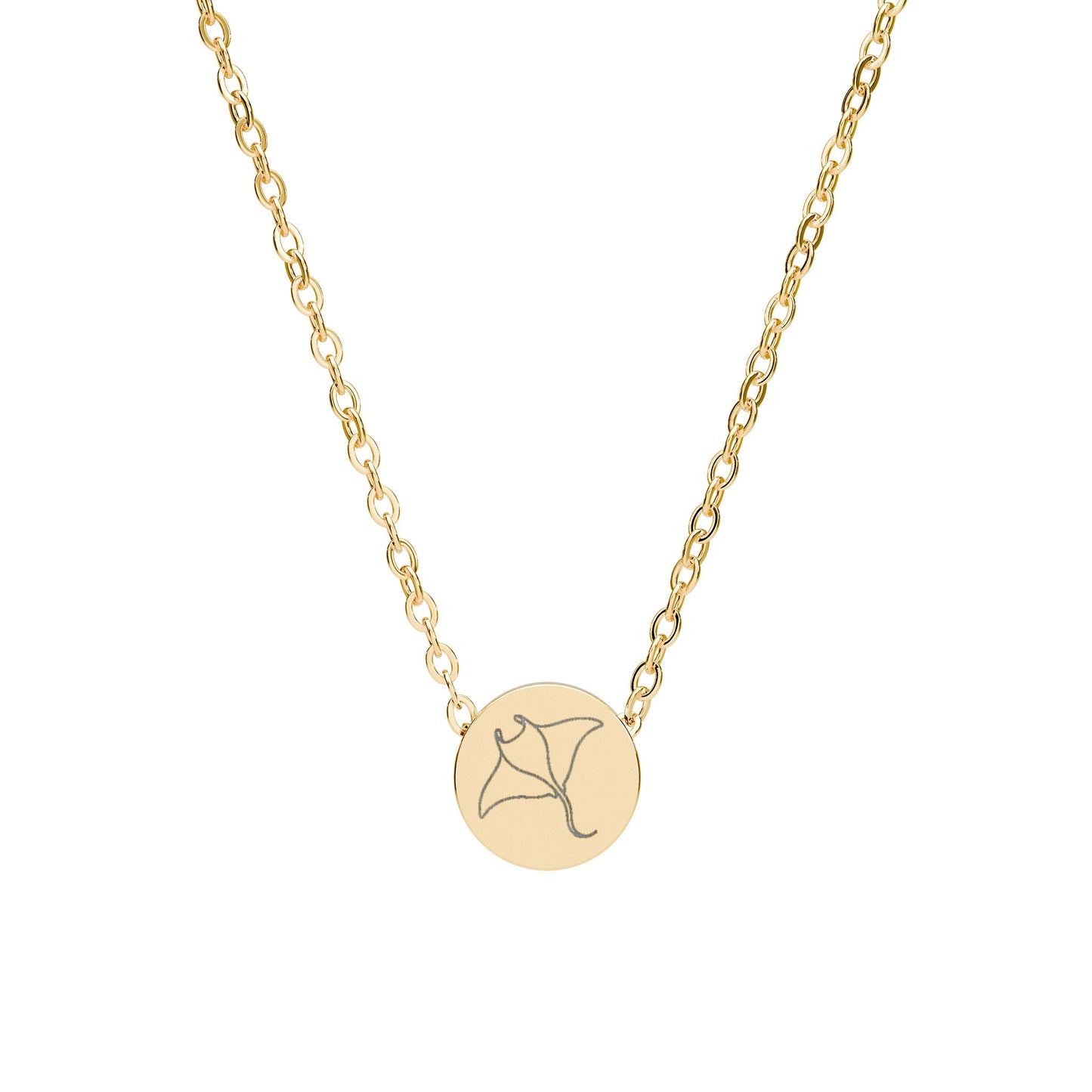 Manta Ray Mini Engraved Circle Necklace