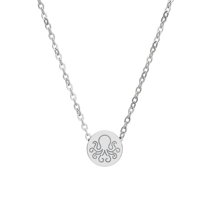 Octopus Mini Engraved Circle Necklace