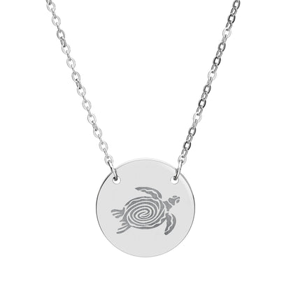 Turtle Engraved Coin Necklace