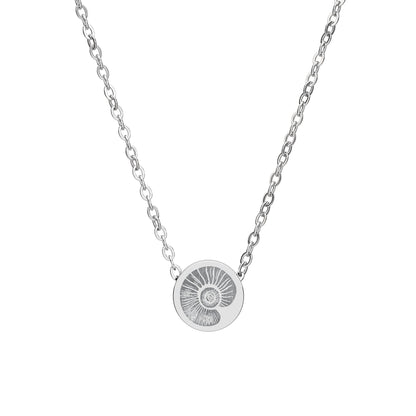 Ammonite Mini Engraved Circle Necklace