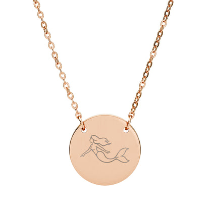 Mermaid Engraved Coin Necklace