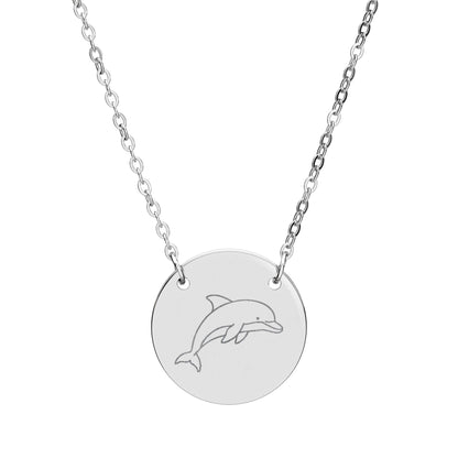 Dolphin Engraved Coin Necklace