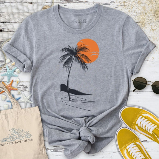 Tropical Sunset Line Art T-Shirt