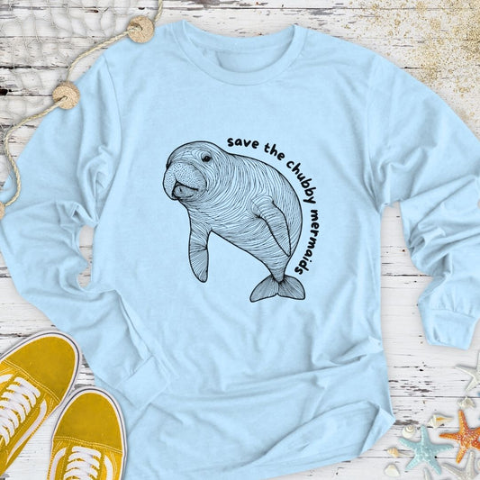 Chubby Mermaids, Manatee Long Sleeve Tee