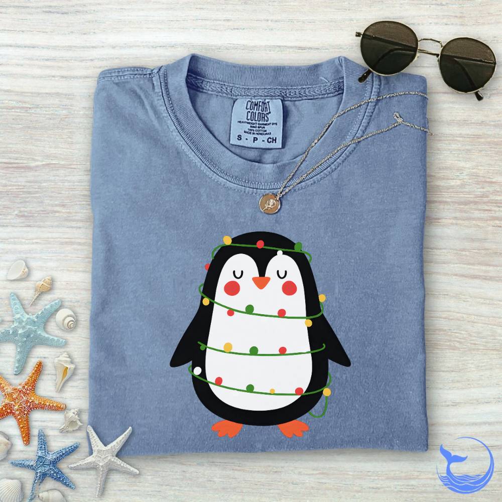 Christmas Penguin Comfort Colors T-Shirt