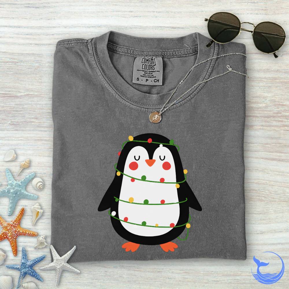 Christmas Penguin Comfort Colors T-Shirt