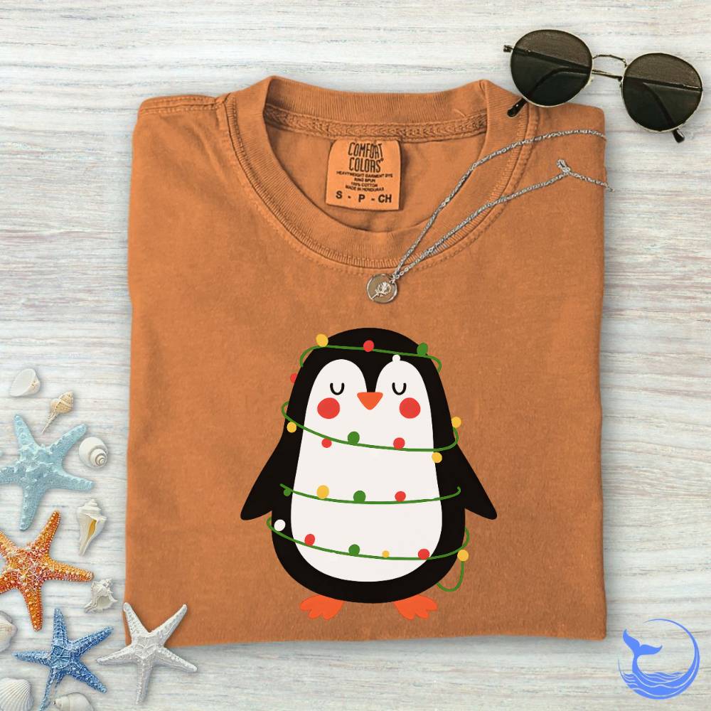 Christmas Penguin Comfort Colors T-Shirt