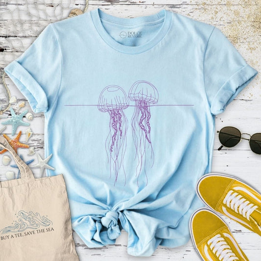 2 Jellyfish Floating T-Shirt Light Blue / S