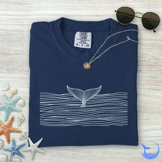 Whale in a Sea Of Lines Comfort Colors T-Shirt