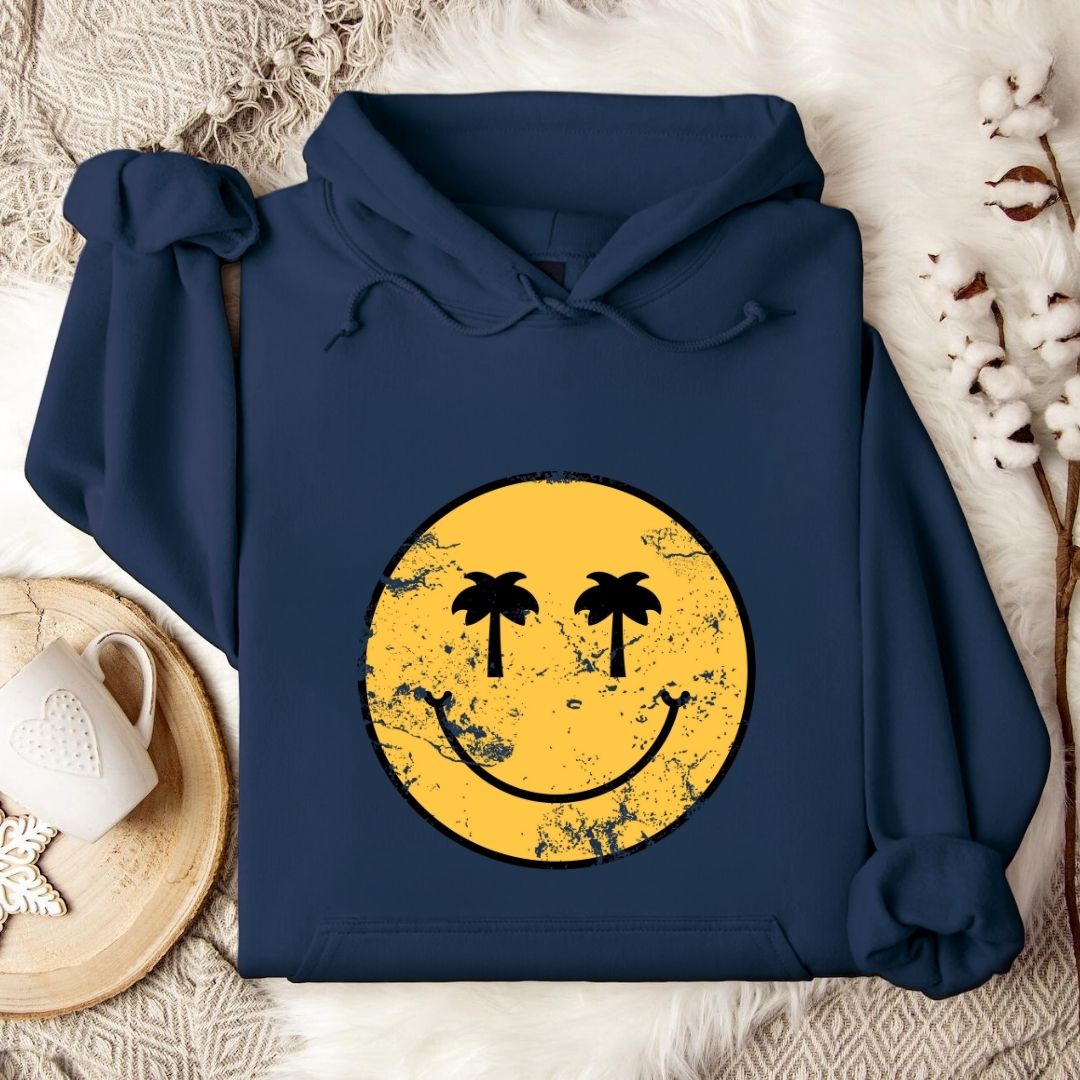 Tropical Smiley Hoodie in Navy - Dolce Reverie