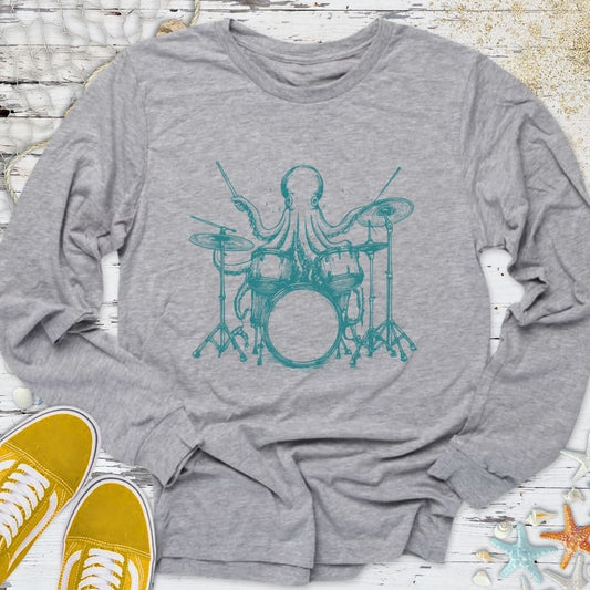 Octopus Drummer Long Sleeve Tee