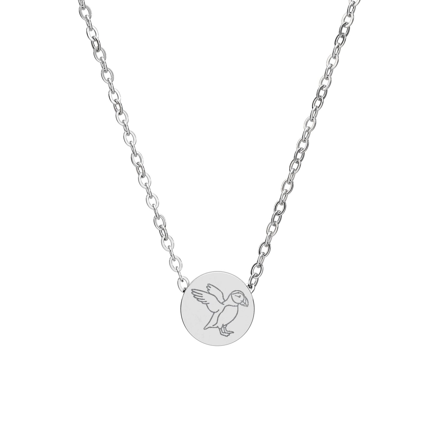 Puffin Mini Engraved Circle Necklace