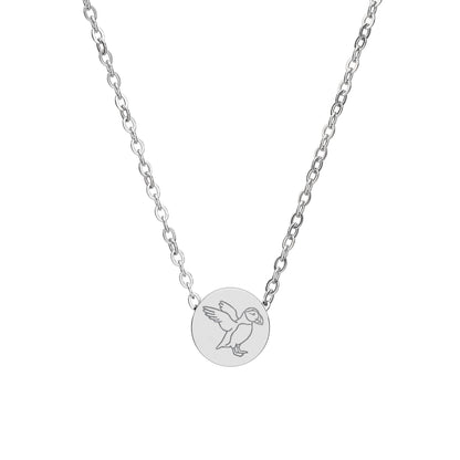 Puffin Mini Engraved Circle Necklace