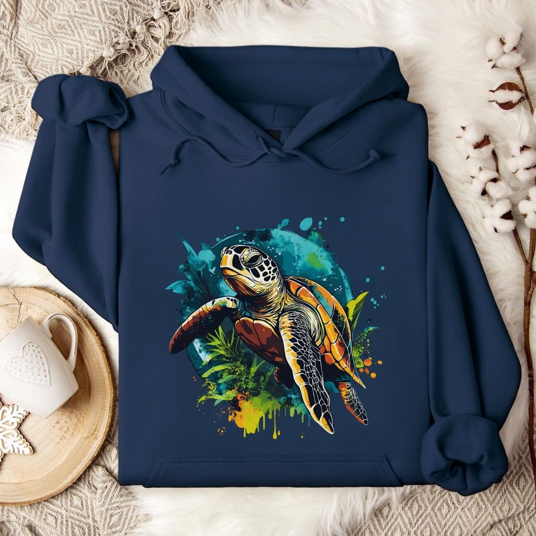 Swimming Turtle Hoodie in Navy - Dolce Reverie