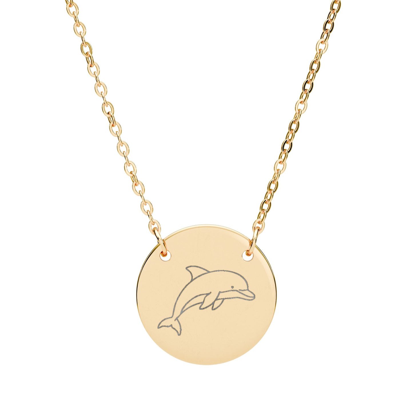 Dolphin Engraved Coin Necklace