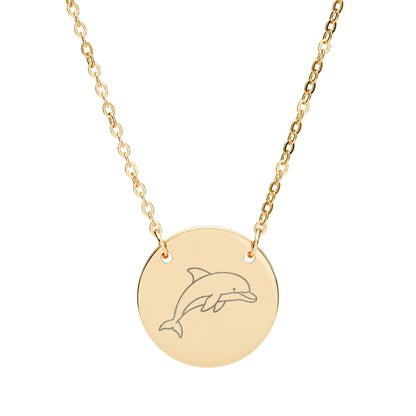 Dolphin Engraved Coin Necklace