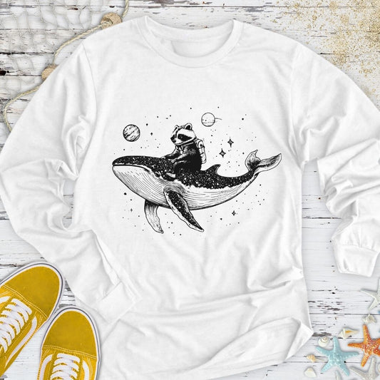 Raccoon Whale Rider Long Sleeve Tee