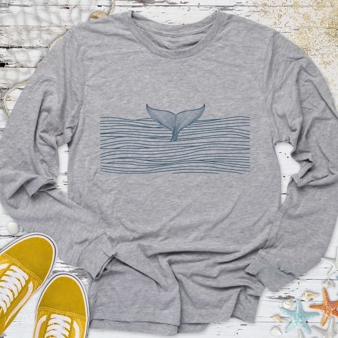 Whale In a Sea Of Lines Long Sleeve Tee