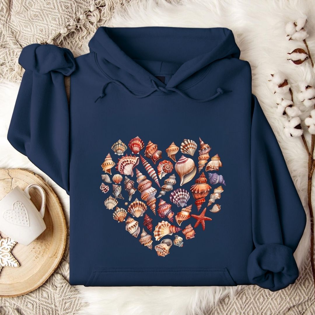 Heart Shells Hoodie in Navy - Dolce Reverie