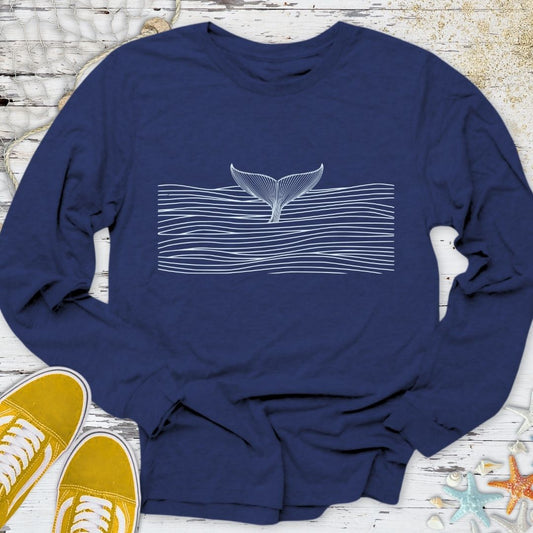 Whale In a Sea Of Lines Long Sleeve Tee