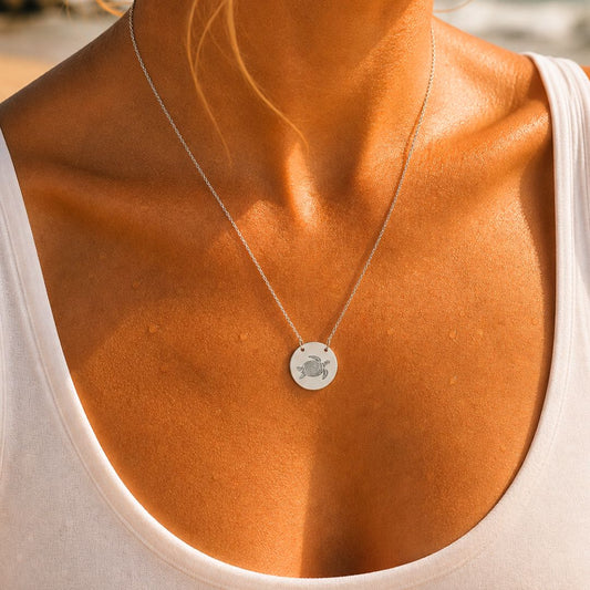 Turtle Engraved Coin Necklace