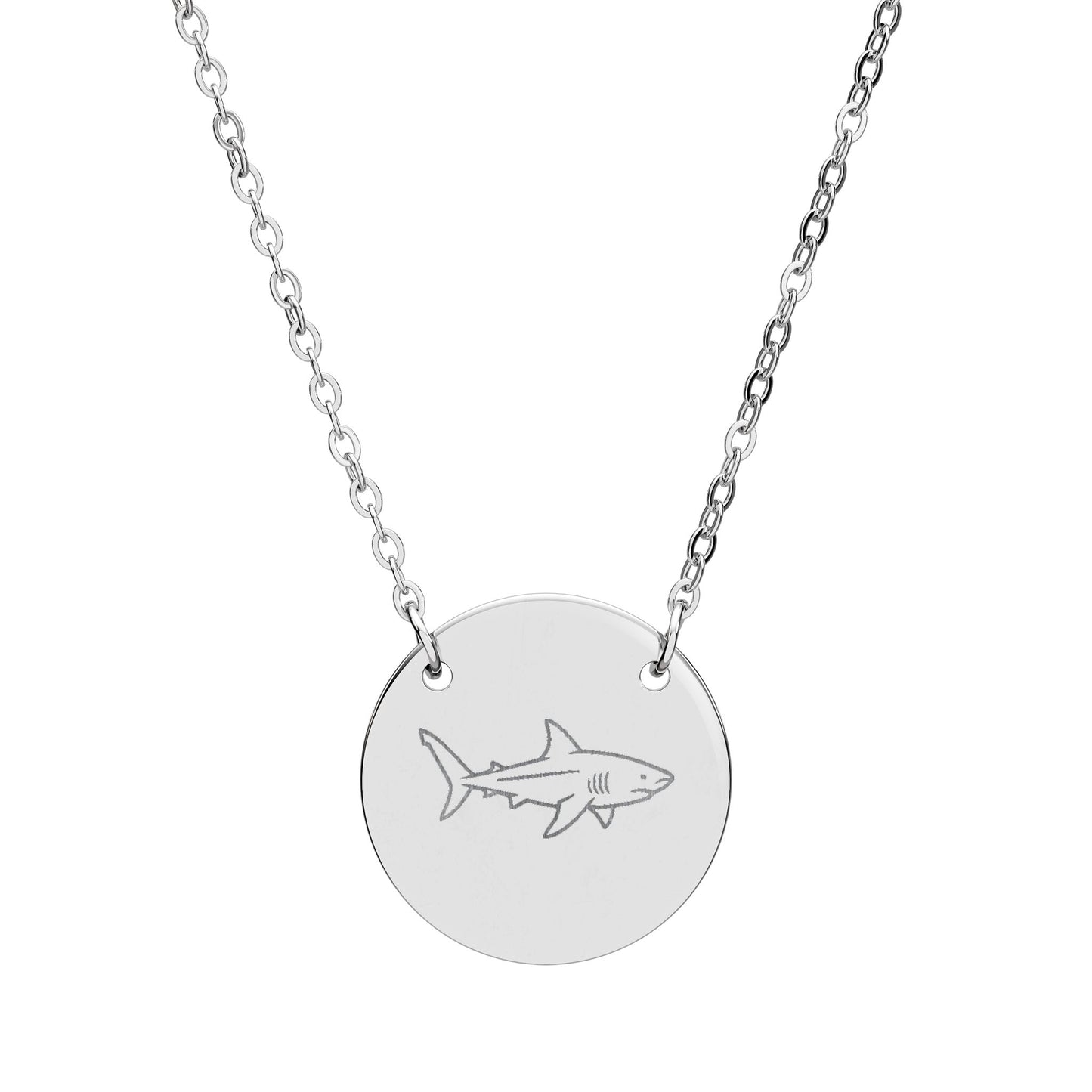 Shark Engraved Coin Necklace