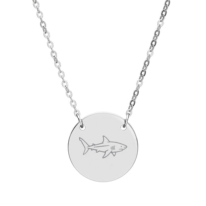 Shark Engraved Coin Necklace