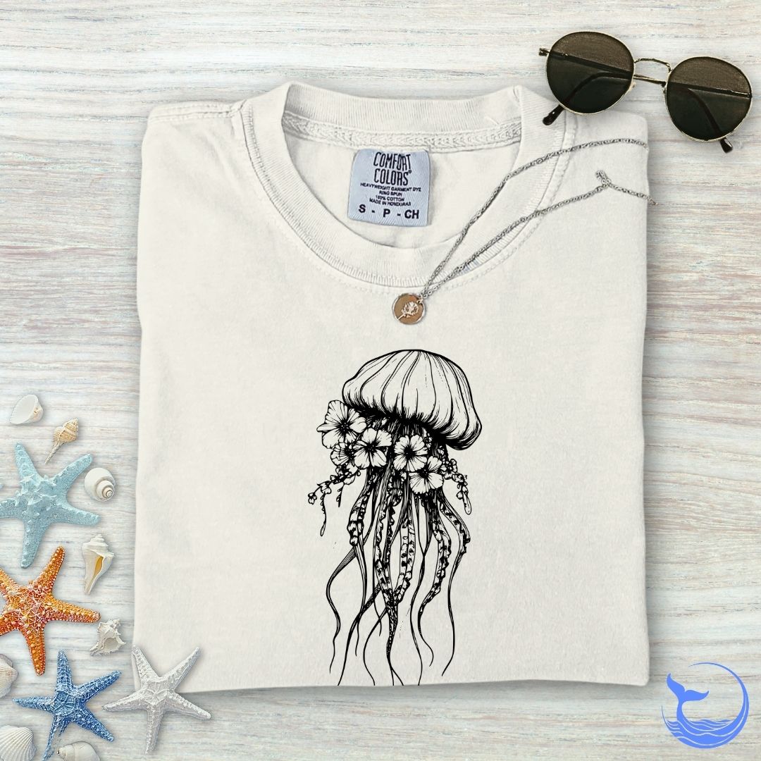 Floral Jellyfish Comfort Colors T-Shirt