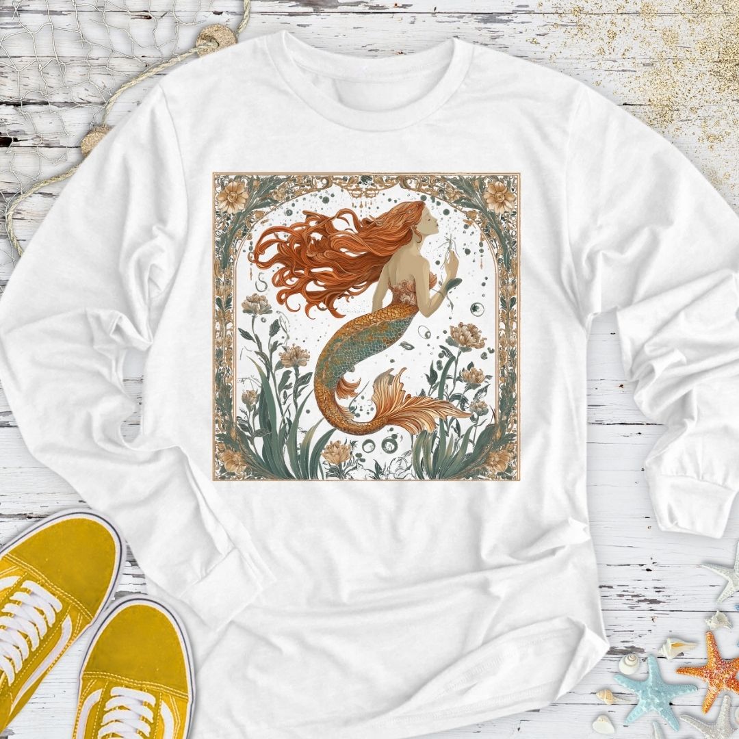 Mermaid Art Nouveau Long Sleeve Tee