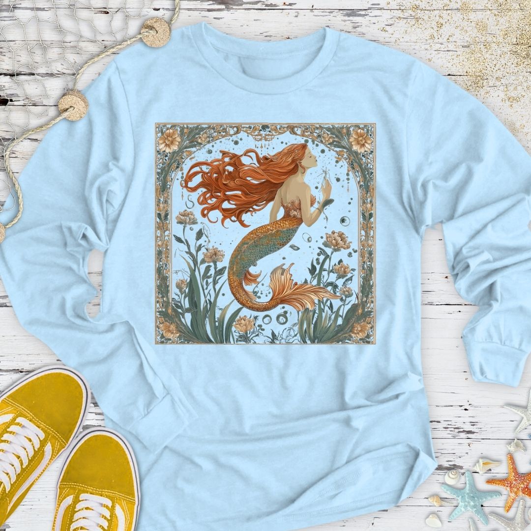 Mermaid Art Nouveau Long Sleeve Tee