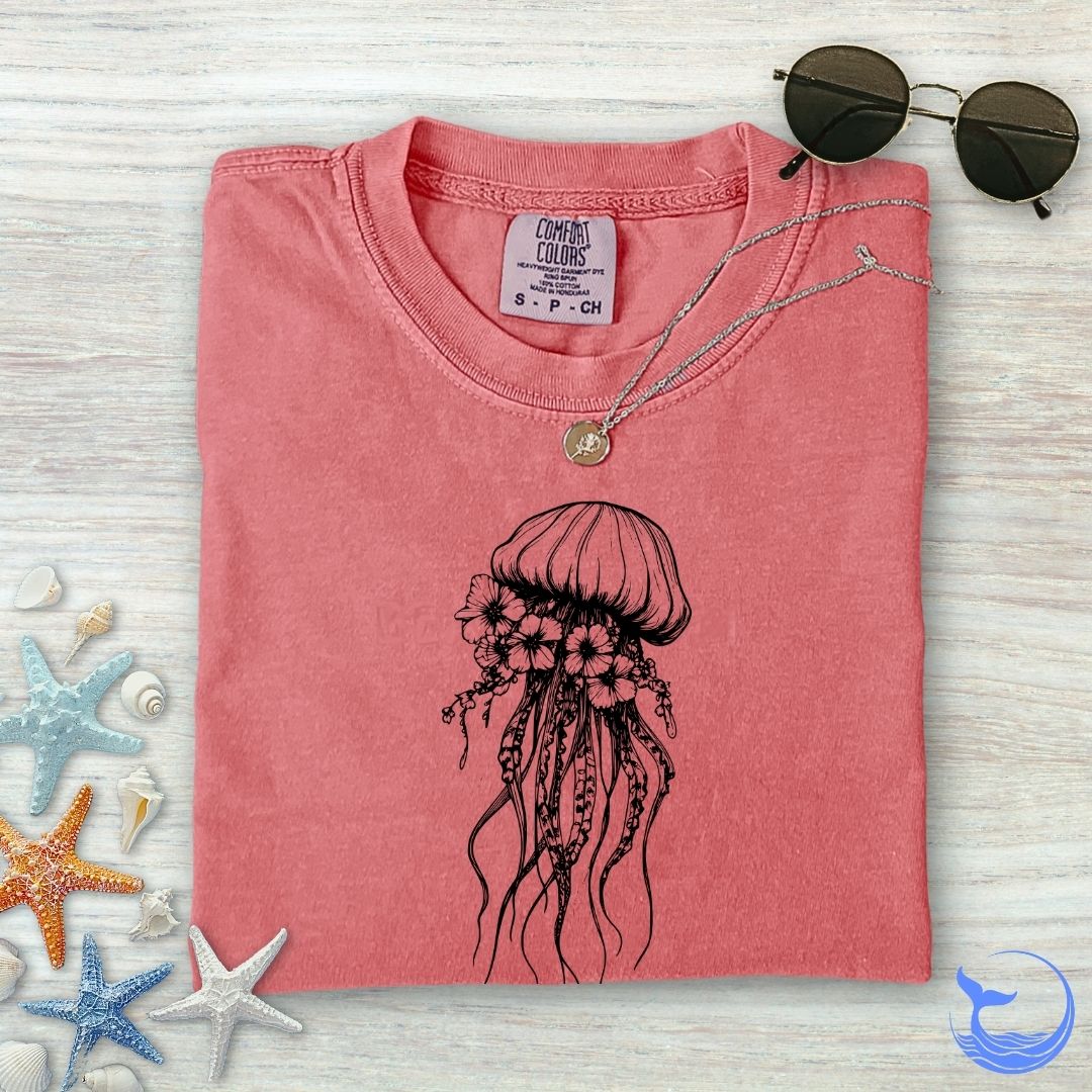Floral Jellyfish Comfort Colors T-Shirt