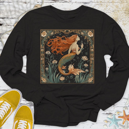 Mermaid Art Nouveau Long Sleeve Tee