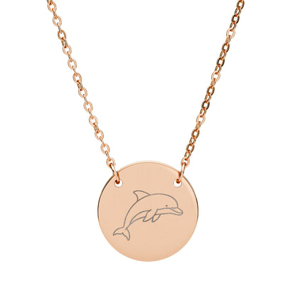 Dolphin Engraved Coin Necklace