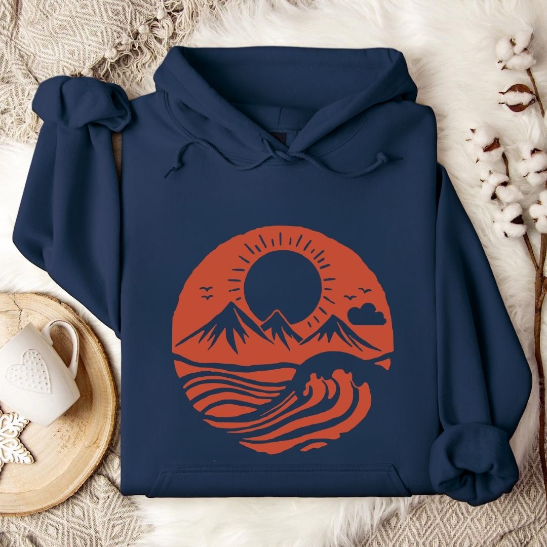 Mountain Waves Hoodie in Navy - Dolce Reverie