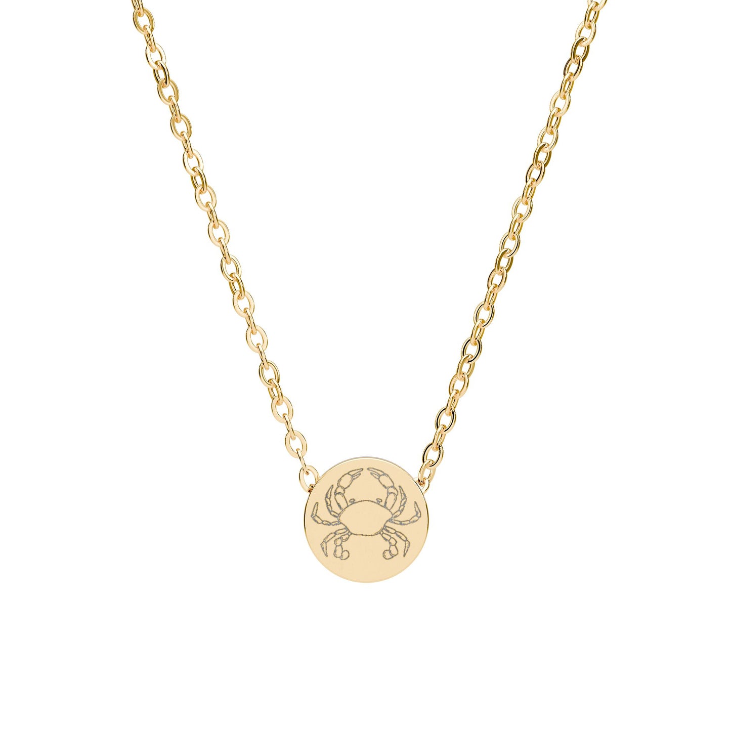 Crab Mini Engraved Circle Necklace
