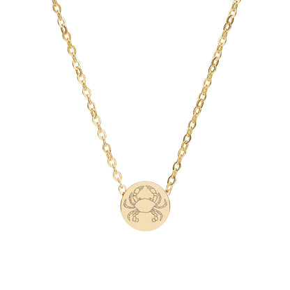 Crab Mini Engraved Circle Necklace