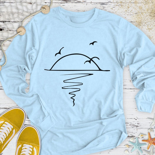 Sunset Line Art Long Sleeve Tee