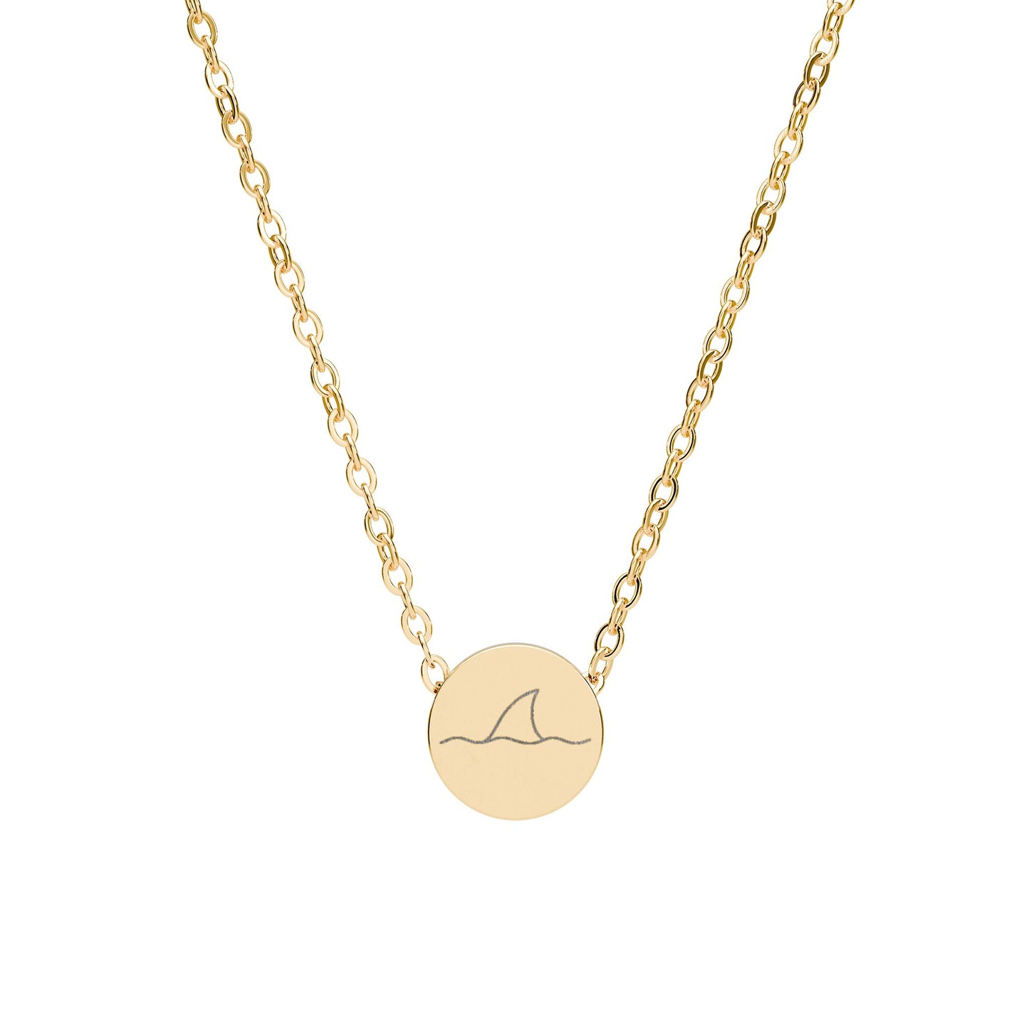 Shark Fin Mini Engraved Circle Necklace