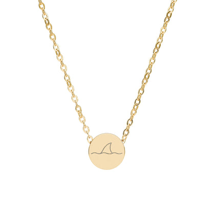 Shark Fin Mini Engraved Circle Necklace