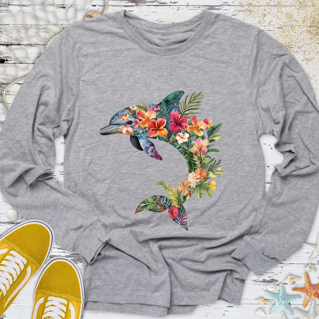 Floral Dolphin Long Sleeve Tee