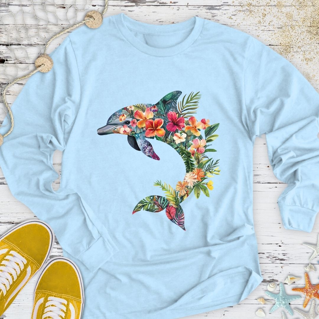 Floral Dolphin Long Sleeve Tee