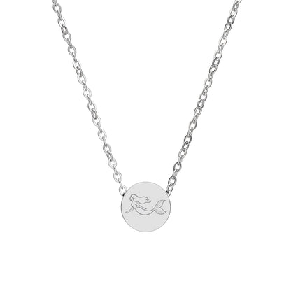 Mermaid Mini Engraved Circle Necklace