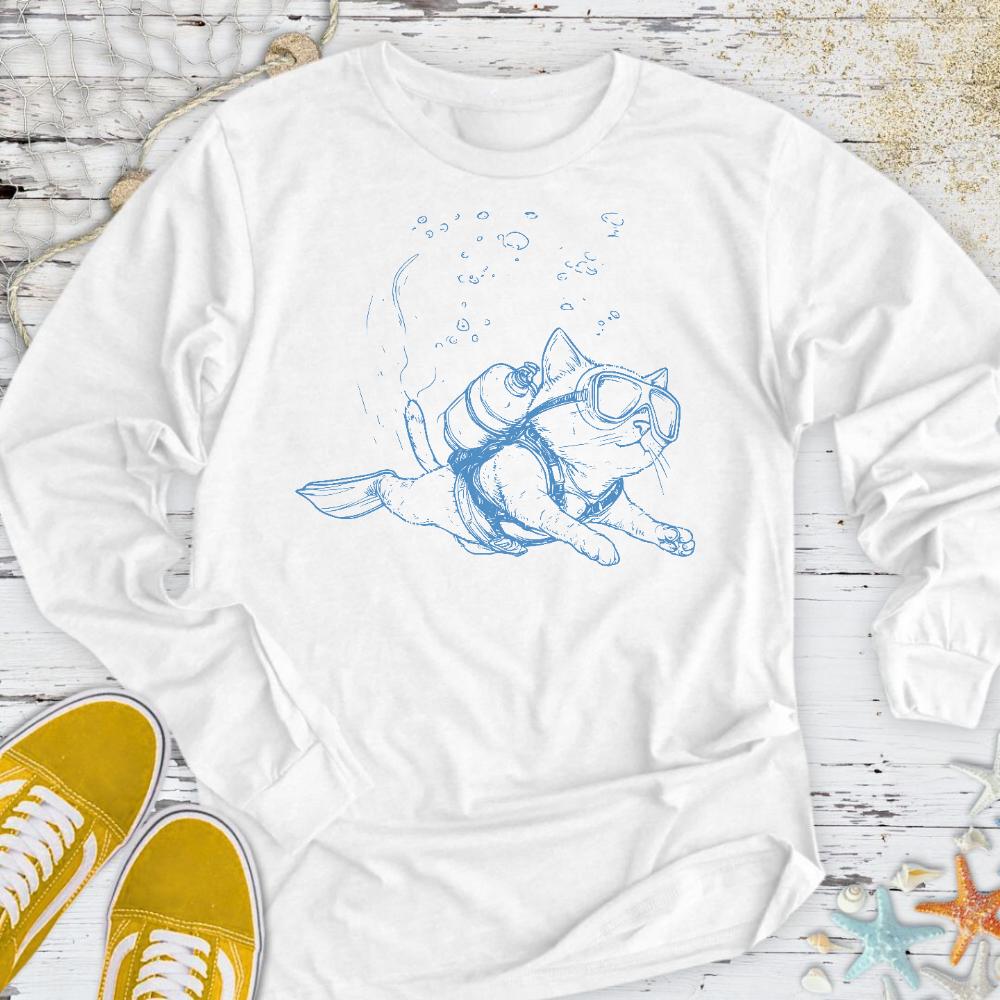Cat Diver Long Sleeve Tee