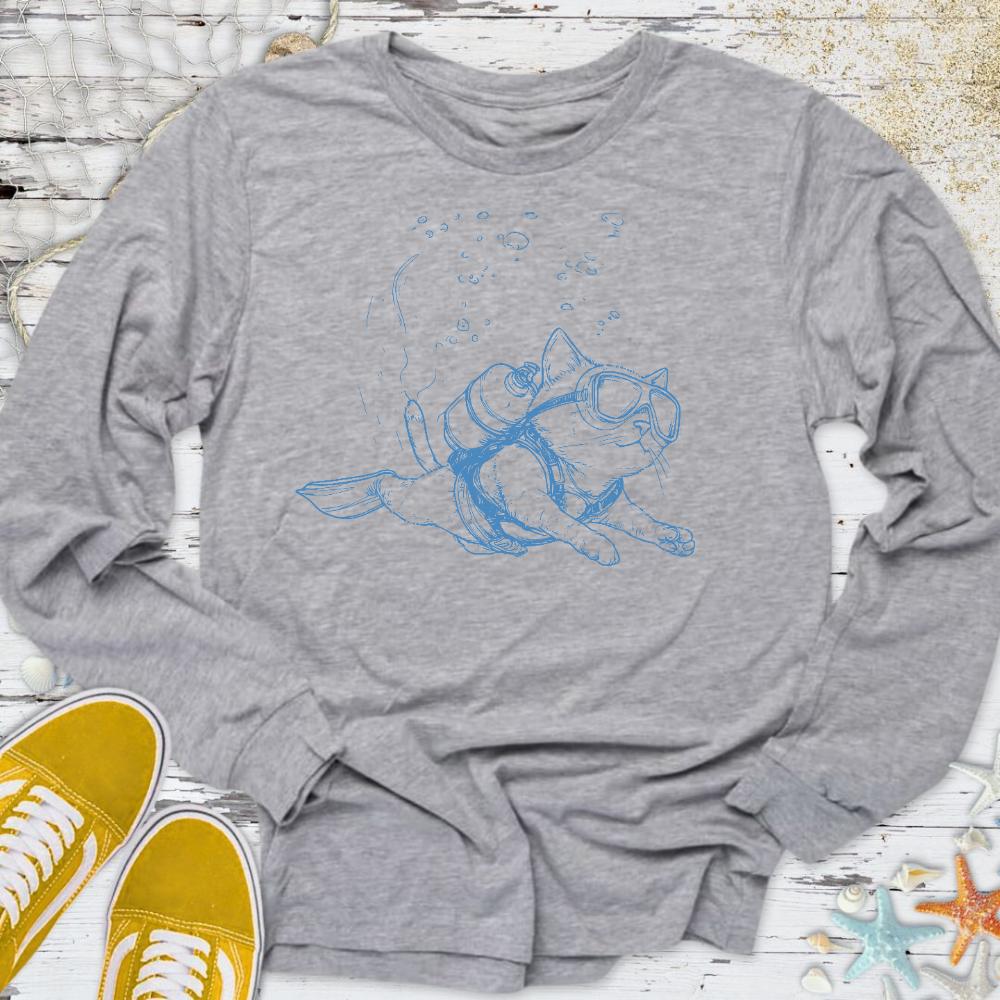 Cat Diver Long Sleeve Tee