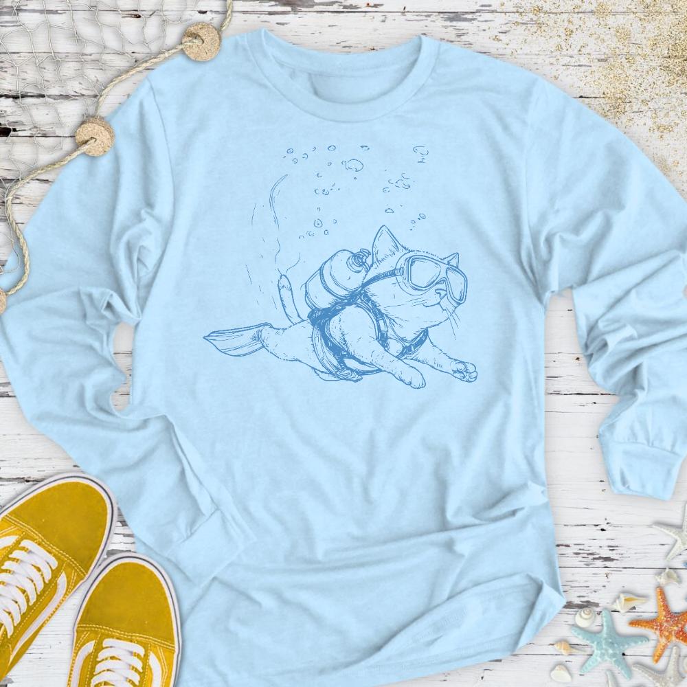 Cat Diver Long Sleeve Tee